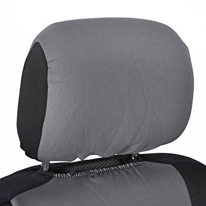 Picture of BDK PolyPro Car Seat Covers, Full Set in Gray on Black - Front and Rear Split Bench Protection, Easy to Install, Universal Fit for Auto Truck Van SUV