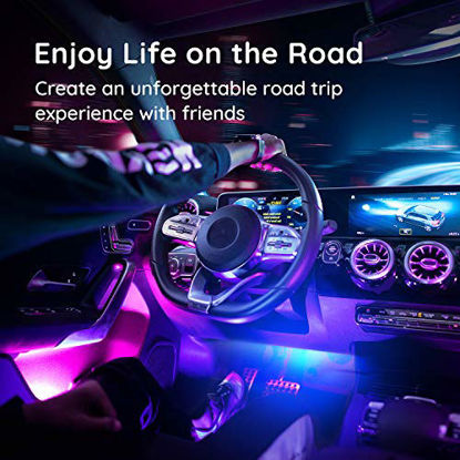 Picture of Govee Interior Car Lights with APP Control and Remote Control, Music Sync Car LED Lights, 2 Lines Design, 16 Million Colors, 7 Scene Modes, RGB Under Dash Car Lighting with Car Charger, DC 12V