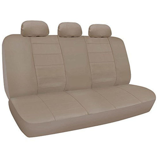 Picture of carXS UltraLuxe Faux Leather Car Seat Covers, Full Set - Front and Rear Bench Back Seat Cover, Padded for Comfort, Universal Fit for Cars Trucks Vans & SUVs (Beige)