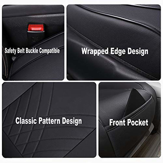 kingphenix Premium Car Seat Cover . Upgrade Pu Leather Seat Cover for Car with Full Wrapping Edge & Non-Slip Bottom 1Piece, Gray Front Seat Protector for Cars Compatible with Most Vehicles 