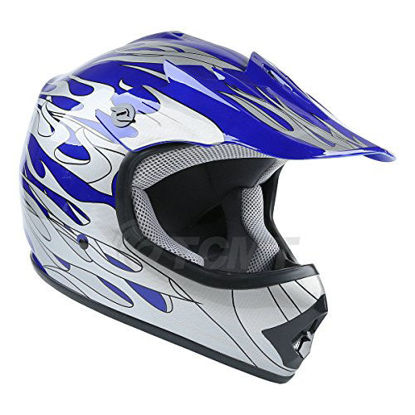 Picture of TCMT Dot Youth & Kids Motocross Offroad Street Helmet Blue Flame Motorcycle Youth Helmet Dirt Bike Motocross ATV Helmet+Goggles+Gloves M