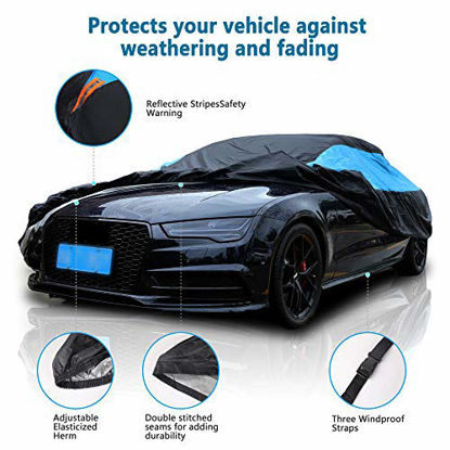 Picture of MORNYRAY Waterproof Car Cover All Weather Snowproof UV Protection Windproof Outdoor Full car Cover, Universal Fit for Sedan (Fit Sedan Length Up to 177 inch)