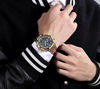 Picture of GOLDEN HOUR Luxury Stainless Steel Analog Digital Watches for Men Male Outdoor Sport Waterproof Big Heavy Wristwatch (Silver Gold Black)