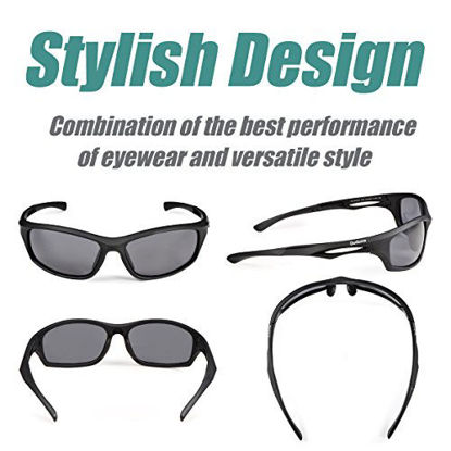Picture of Duduma Polarized Sports Sunglasses for Running Cycling Fishing Golf Tr90 Unbreakable Frame (Black Matte Frame with Black Lens)
