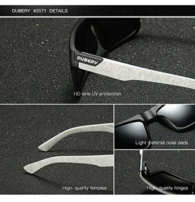 Picture of DUBERY Mens Sport Polarized Sunglasses Outdoor Riding Square Windproof Eyewear, #2, Frame width:141mm