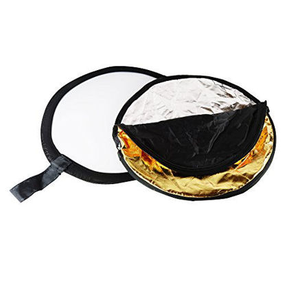 Picture of PhotoTrust 5 in1 Pocket Reflector-Super Portable Tiny Reflector 12"/30cm Collapsible Multi-Disc Photography Light Reflector Diffuser-Silver/Gold/Black/White/Translucent for Studio/Macro Photography