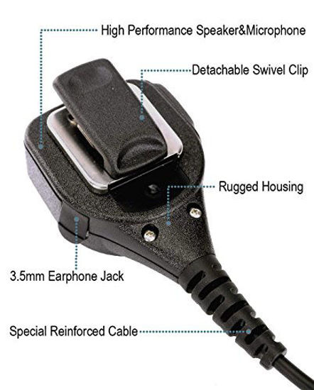 Picture of Speaker Mic Compatible with Motorola Radios APX4000 APX6000 APX7000 XPR6350 XPR6550 XPR7350 XPR7550 APX 4000 6000 7000 XPR 7550 7350 6550 6350, Noise Reduction Shoulder Microphone with 3.5mm Earpiece