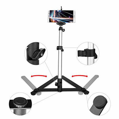 Picture of ChromLives Photo Copy Stand Pico Projector Stand with Phone Clamp Overhead Phone Mount Phone Stand Mini Tripod Adjustable Tabletop Monopod Stand Compatible with Smart-Phone
