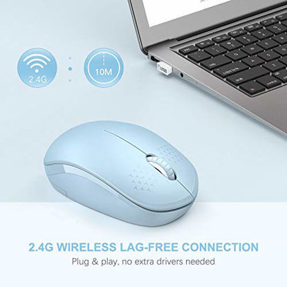 Picture of seenda Wireless Mouse, 2.4G Noiseless Mouse with USB Receiver Portable Computer Mice for PC, Tablet, Laptop with Windows System (Light Blue)