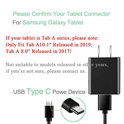 Picture of Rapid Charger USB Type C Cable Compatible Samsung Galaxy Tab A 10.5(2018) 10.1(2019), Tab A7 10.4, Tab S3 9.7 (2017) S4 10.5(2018) S5e S6(2019) S7, Tab Pro 12.2, Tab Advanced2 Tablet Charging Cord