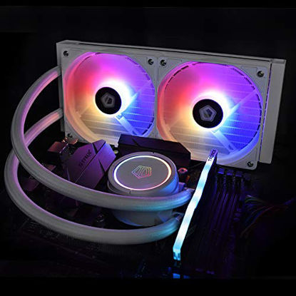 Picture of ID-COOLING ZOOMFLOW 240X Snow CPU Water Cooler 5V Addressable RGB AIO Cooler 240mm CPU Liquid Cooler 2X120mm RGB Fan, Intel 115X/1200/2066, AMD AM4