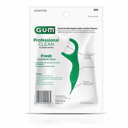 Picture of GUM-889DD Professional Clean Flossers Extra Strong Flosser Pick, Fresh Mint, 150 Count