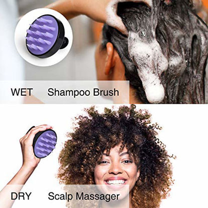 Picture of Heeta Hair Scalp Massager, Updated Wet and Dry Hair Shampoo Brush Scalp Massage Brush with Soft Silicone Brush Head Massager, Black
