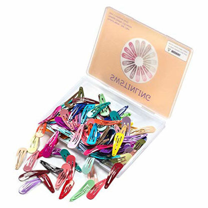 Picture of 120Pcs Snap Hair Clips, 2 Inch Metal Barrettes in 40 Assorted Color, No Slip Cute Solid Candy Color Hair Accessories for Girls, Women, Kids Teens or Toddlers