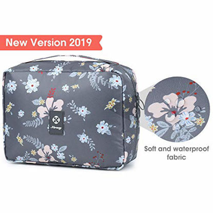 Picture of Hanging Travel Toiletry Bag Cosmetic Make up Organizer for Women and Girls Waterproof (B-Dark Flower)