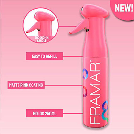 Picture of Framar Pink Premium Hair Spray Bottle Continuous Mist, Water Spray Bottle For Hair, Atomizer Spray Bottle, Spray Water Bottle, Plant Mister Spray Bottle, Fine Mist bottle, Face Spray Bottle