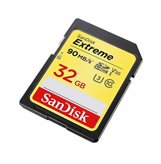 SanDisk 32GB Extreme SDHC UHS-I Memory Card - 90MB/s, C10, U3, V30, 4K UHD,  SD Card - SDSDXVE-032G-GNCIN