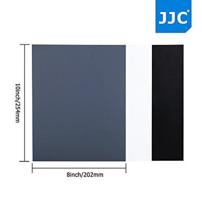 Picture of JJC 3-in-1 Pack A4 Size PVC Water Resistant Photography Color Balance Card, 18% Neutral Grey Card X 1 + Black Card X 1 + White Balance Card X 1, Size: 10 x 8 inch / 254 x 202mm