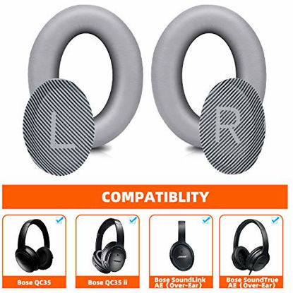 Picture of Premium Replacement Ear Pads for Bose QC35 & QC35ii Headphones Made by GEVO- Comfortable Adaptive Memory Foam and Extra Durable - Fits QuietComfort 35 & 35ii / SoundLink 1&2 AEOver-Ear (Silver)