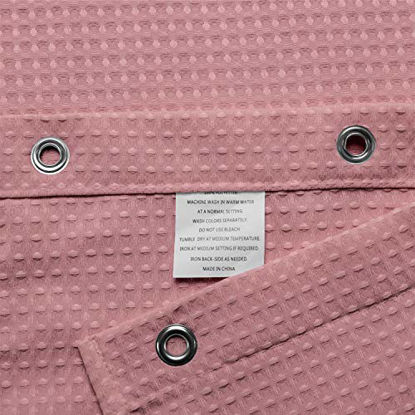 Picture of Waffle Weave Shower Curtain Hotel Luxury Spa, 230 GSM Heavy Duty Fabric, Water Repellent, Pale Mauve, 71"x72"