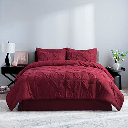 Picture of Bedsure Comforter Full Size Bed in A Bag Dark Red 8 Pieces Full Size Comforter Sets - 1 Full Comforter (82x86 Inches), 2 Pillow Shams, 1 Flat Sheet, 1 Fitted Sheet, 1 Bed Skirt, 2 Pillowcases