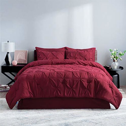 Picture of Bedsure Comforter Full Size Bed in A Bag Dark Red 8 Pieces Full Size Comforter Sets - 1 Full Comforter (82x86 Inches), 2 Pillow Shams, 1 Flat Sheet, 1 Fitted Sheet, 1 Bed Skirt, 2 Pillowcases
