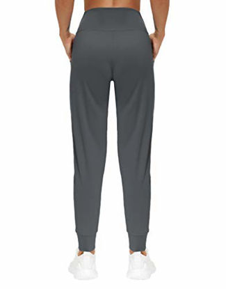 Picture of THE GYM PEOPLE Womens Joggers Pants with Pockets Athletic Leggings Tapered Lounge Pants for Workout, Yoga, Running (X-Large, Dark Grey)