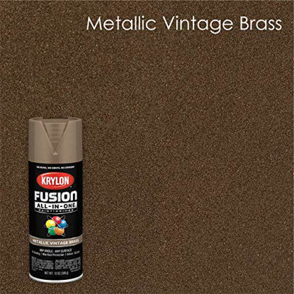 Picture of Krylon K02774007 Fusion All-In-One Spray Paint for Indoor/Outdoor Use, Metallic Vintage Brass