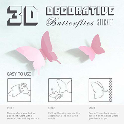Picture of 24pcs DIY Mirror 3D Butterfly Removable Mural Stickers Wall Stickers Decal for Home and Room Decoration