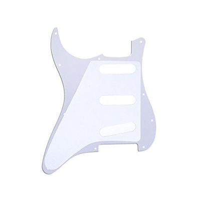 Picture of Musiclily SSS 11 Hole Strat Electric Guitar Pickguard for Fender American/Mexican Made Standard Stratocaster Modern Style Guitar Parts, 1Ply White