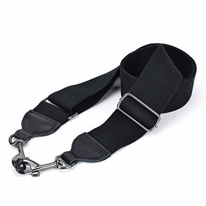 Picture of CLOUDMUSIC Banjo Strap Guitar Strap For Handbag Purse Jacquard Woven With Leather Ends And Metal Clips(Black)