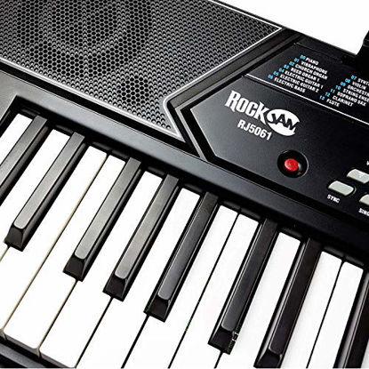 Picture of RockJam 61 Key Keyboard Piano With Pitch Bend Kit, Keyboard Stand, Piano Bench, Headphones, Simply Piano App & Keynote Stickers