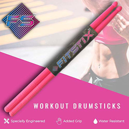 Picture of FITSTIX Drumsticks for Fitness & Aerobic Workout Classes, Drum Sticks, Strong and Light Weight design make a fun addition to any exercise routine or class. (UV PINK without PowerGrip)