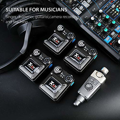 Picture of Xvive U4R4 Wireless in-Ear Monitoring System IEM System for Studio, Band Rehearsal,Live Performance Transmitter and Beltpack Receiver(1 Transmitter and 4 Receiver)