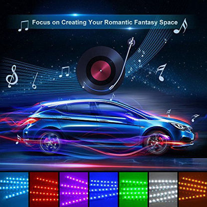 Picture of EJ's SUPER CAR Car LED Strip Light, 4pcs 36 LED DC 12V Multicolor Music Car Interior Light LED Under Dash Lighting Kit with Sound Active Function and Wireless Remote Control, Car Charger Included