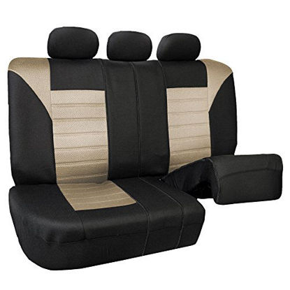 Picture of FH Group FB068013 Premium 3D Air Mesh Split Bench Car Seat Cover Beige/Black w. Gift - Fits Most Cars, Trucks, SUV's, or Vans