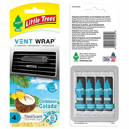 Picture of Little Trees Car Air Freshener | Vent Wrap Provides Long-Lasting Scent, Invisibly Fresh! | Caribbean Colada, 16 count, (4) 4-Packs