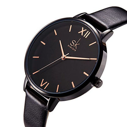 Picture of SHENGKE Women Watches Leather Band Luxury Quartz Watches Girls Ladies Wristwatch Relogio Feminino (K0039-Black)