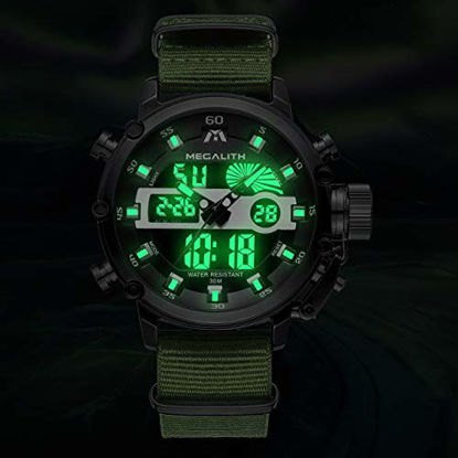 Picture of MEGALITH Mens Watches with Nylon Waterproof Digital Military Sport Tactical Multifunction Heavy Duty Led Black Watch for Men, Alarm Stopwatch