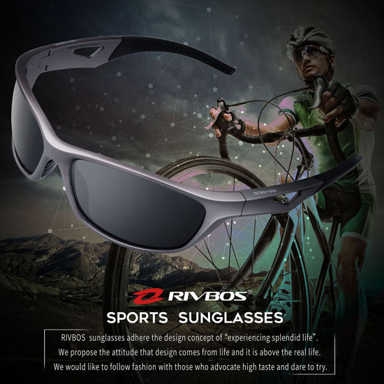RIVBOS Polarized Sports Sunglasses Driving Sun Glasses Shades for Men Women  Tr 90 Unbreakable Frame for Cycling Baseball Run Rb831 (Sliver&Black)