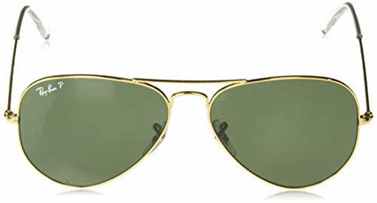 Picture of Ray-Ban RB3025 Classic Aviator Sunglasses, Polished Gold/Green Polarized, 58 mm