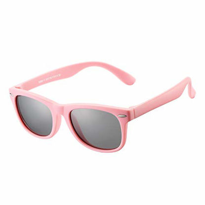 Picture of AZORB Kids Polarized Sunglasses TPEE Rubber Flexible Frame for Boys Girls Age 3-10, 100% UV Protection (ALL Pink + Purple Frame)