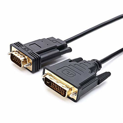 Picture of CABLEDECONN Active DVI to VGA, 6FT DVI 24+1 DVI-D M to VGA Male with Chip Active Adapter Converter Cable for PC DVD Monitor HDTV
