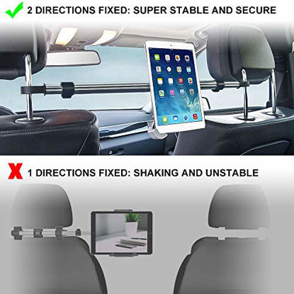Picture of EXSHOW Car Headrest Tablet Holder for iPad, Car Headrest Mount Clamp for iPad 2019 2018 2017 iPad Pro 12.9 12.5 10.5 9.7 Pad Air, Samsung Tab, Huawei Tab and All 9.7 ''-14.5 '' Tablets