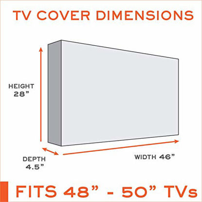 Picture of Outdoor TV Cover 48, 49, 50 inch - with Front Flap, Weatherproof, Waterproof Protection, Soft Interior, with Bottom Cover + Screen Cleaner & Microfiber Cloth