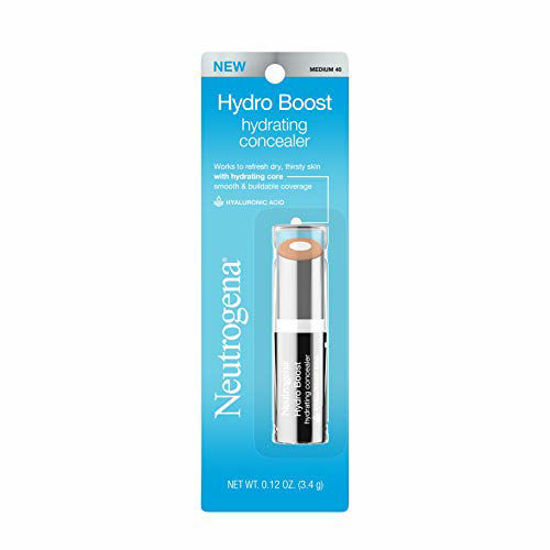 Picture of Neutrogena Hydro Boost Hydrating Concealer Stick for Dry Skin, Oil-Free, Lightweight, Non-Greasy and Non-Comedogenic Cover-Up Makeup with Hyaluronic Acid, 40 Medium, 0.12 Oz
