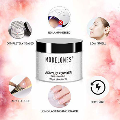 Picture of Modelones 4.23oz White Nail Acrylic Powder Professional Big Capacity Nail Art Powder for Nail Extension