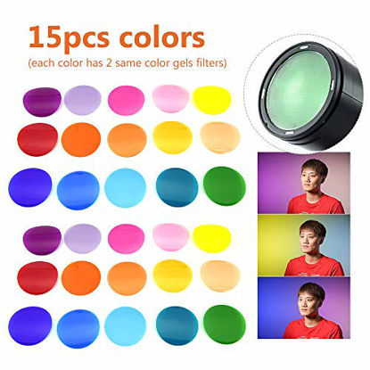 Picture of Godox V-11C Color Filters Kit Color Gels Filters 15 2 for Godox V1 Series Camera Round Head Flashes