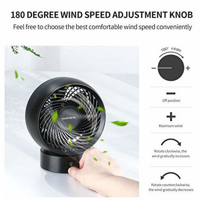 Picture of SmartDevil USB Desk Fan, Small Personal Desktop Table Fan with Strong Wind, Quiet Operation Portable Mini Fan for Home Office Bedroom Table and Desktop (Black)