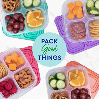 Picture of EasyLunchboxes - Bento Snack Boxes - Reusable 4-Compartment Food Containers for School, Work and Travel, Set of 4, Brights